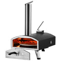 Outdoor Pizza Oven, 12" Wood Fired Pizza Ovens, Pellet Pizza Stove with Built-in Thermometer, with Thickened Cordierite, Rotating Pizza Stone, Carry Bag, Shovel, Portable Pizza Maker for Outside Backyard Patio Camping Black