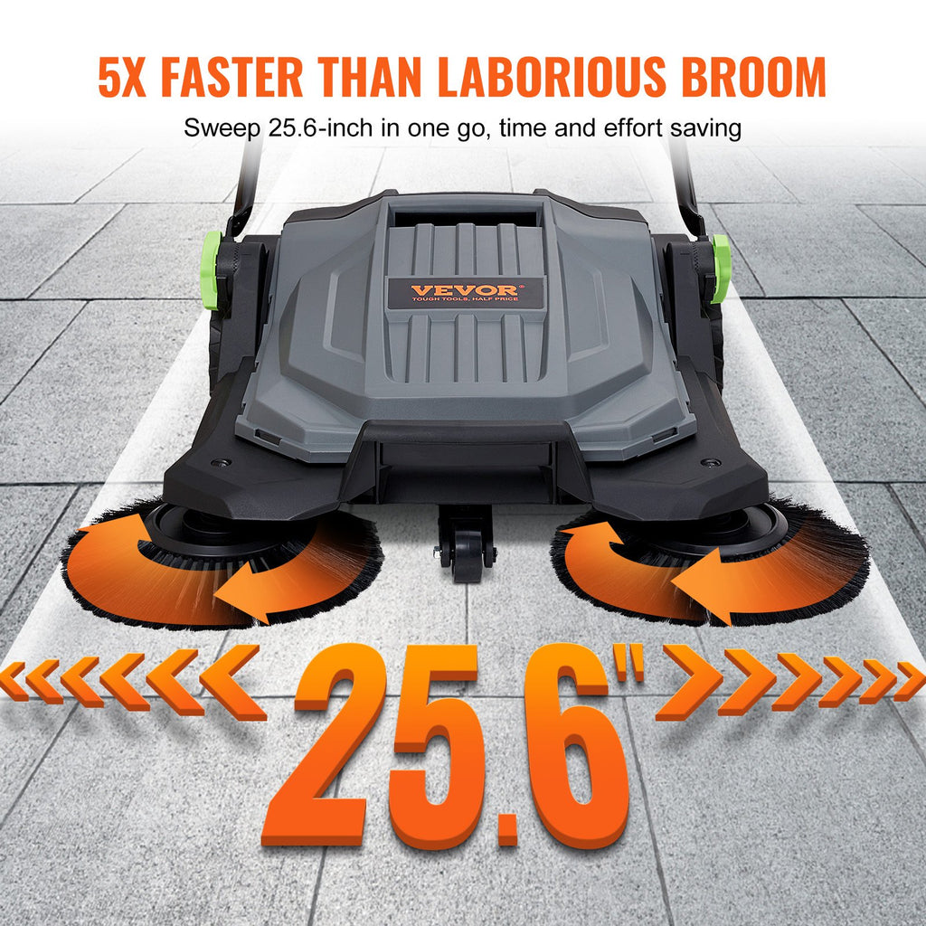 VEVOR 25.6-Inch Walk-Behind Floor Sweeper