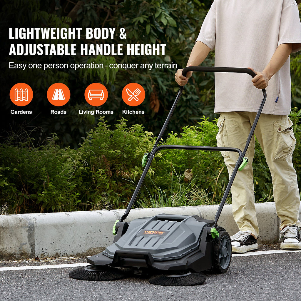 VEVOR 25.6-Inch Walk-Behind Floor Sweeper
