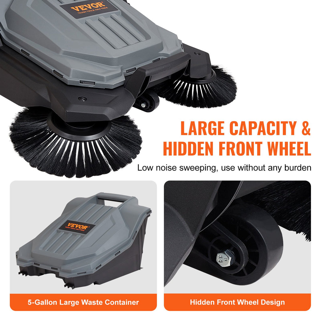 VEVOR 25.6-Inch Walk-Behind Floor Sweeper