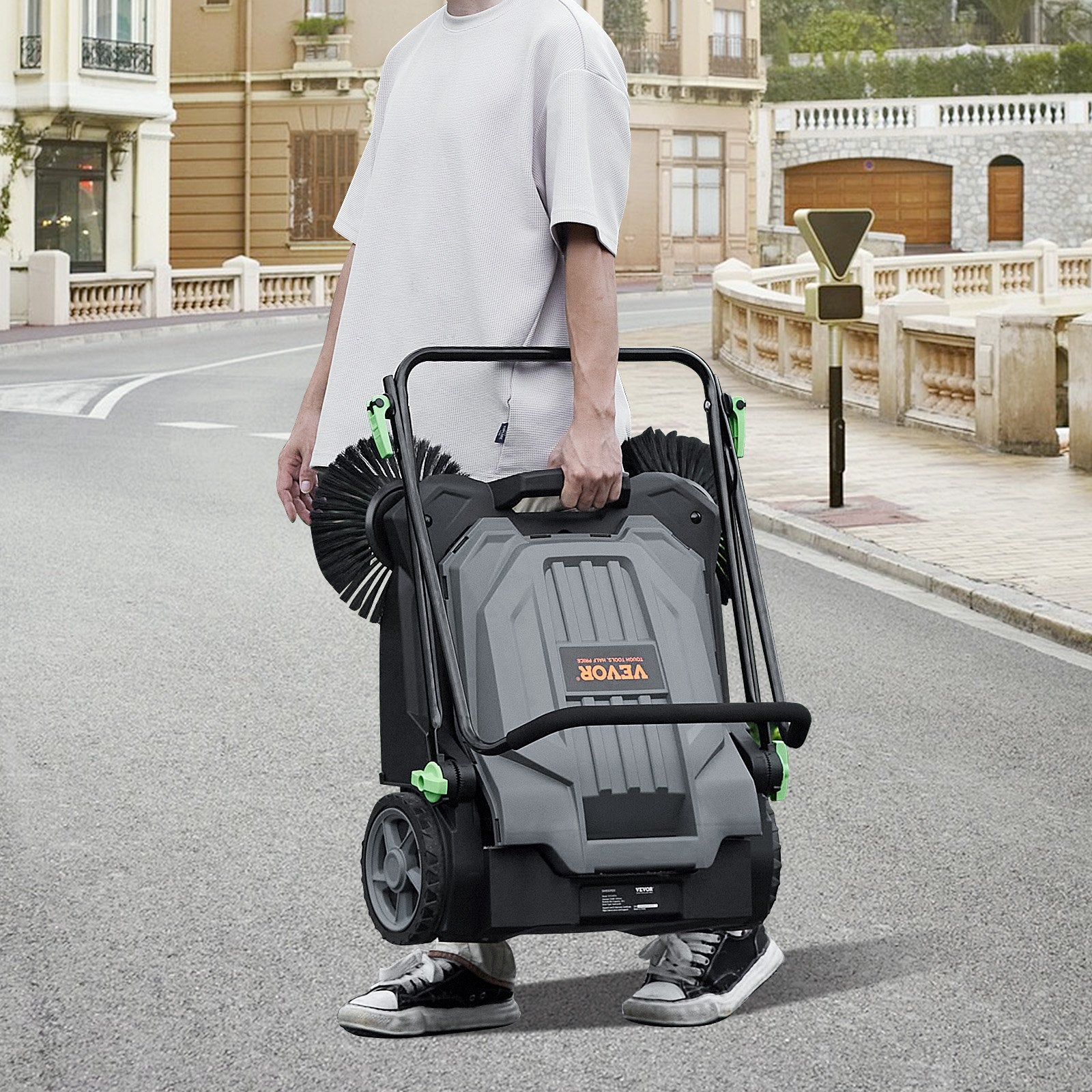VEVOR 25.6-Inch Walk-Behind Floor Sweeper