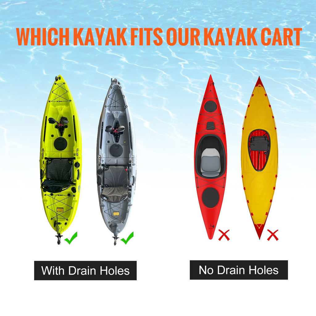 Adjustable Kayak Cart Canoe Boat Carrier 280lbs Load with 10'' Solid Tires