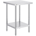 Stainless Steel Prep Table, 24 x 24 x 34 Inch, Heavy Duty Metal Worktable with 3 Adjustable Height Levels, Commercial Workstation for Kitchen Garage Restaurant Backyard
