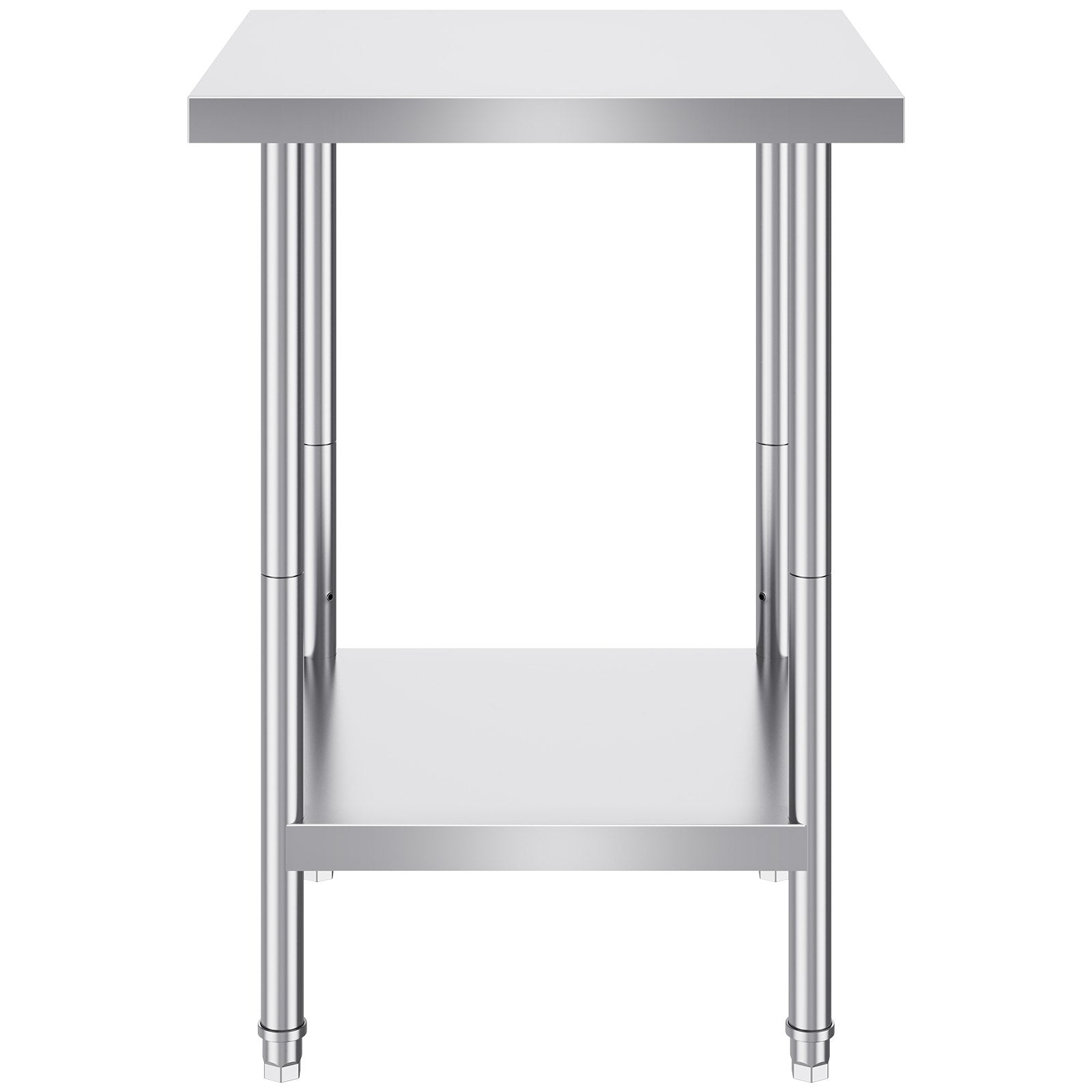 Stainless Steel Prep Table, 24 x 24 x 34 Inch, Heavy Duty Metal Worktable with 3 Adjustable Height Levels, Commercial Workstation for Kitchen Garage Restaurant Backyard