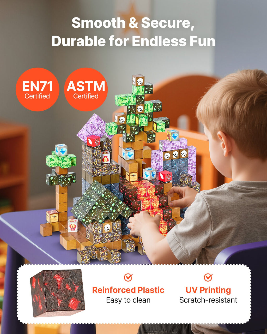 Magnetic Blocks, 150 PCS Dark Castle Set, Magnetic Building Cubes for Kids, STEM Montessori Sensory Toys for Christmas Birthday Gift, Construction Stacking Toy for 3+ Years Old Boys & Girls