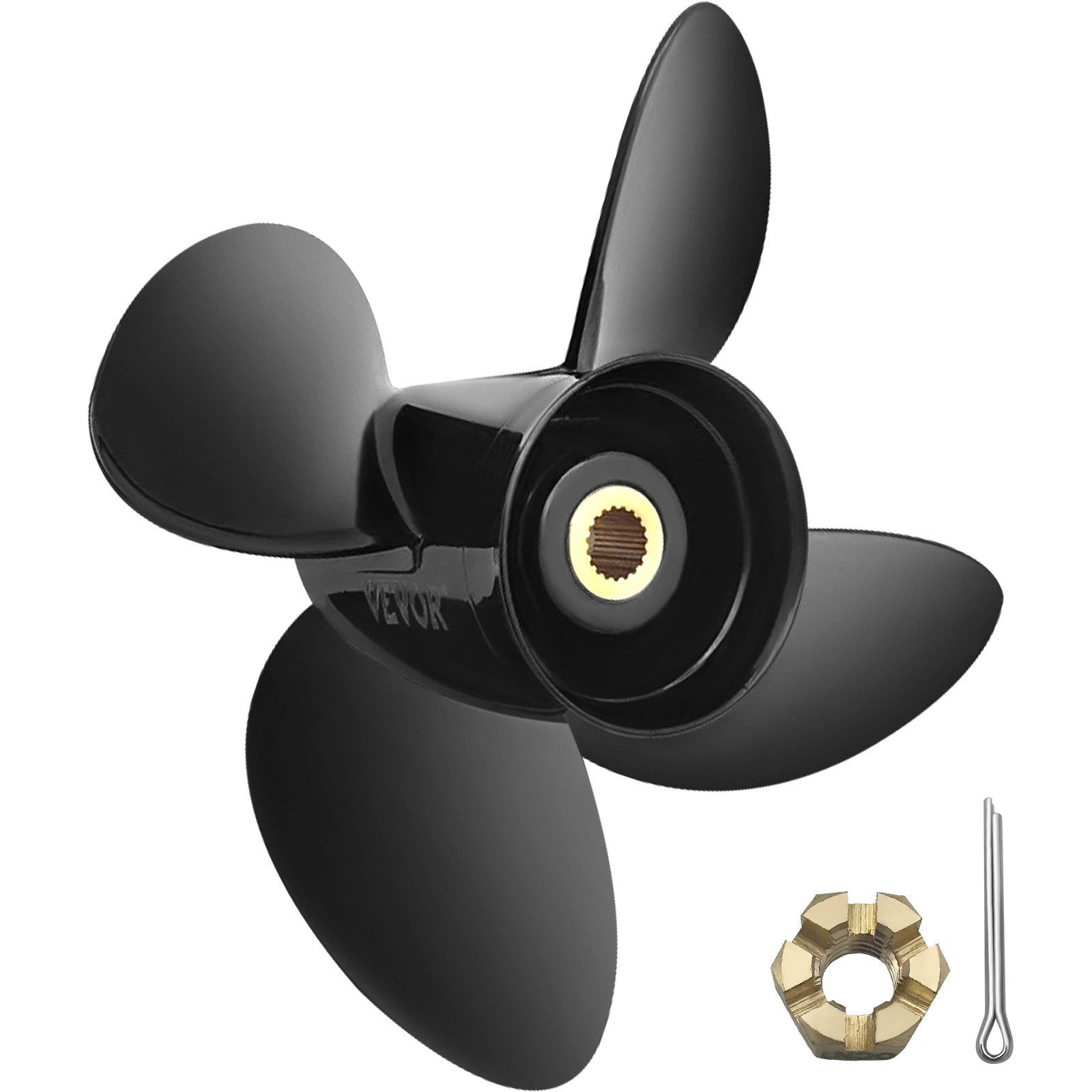 Outboard Propeller, Replace for OEM 3587522, 4-Blade 14 1/4\" x 19\" Pitch Aluminium Boat Propeller, Compatible with Volvo Penta SX Drive All Models, with 19 Tooth Splines, RH