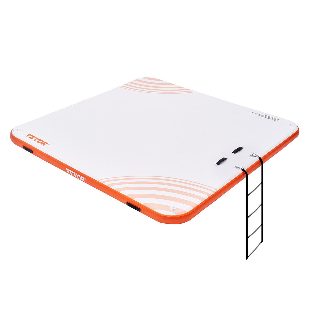 Inflatable Floating Dock, 7 x 7FT Inflatable Dock Platform, Non-Slip Water Floating Dock Mat with Portable Carrying Bag & Detachable Ladder, Floating Platform Island Raft for Pool Beach Ocean