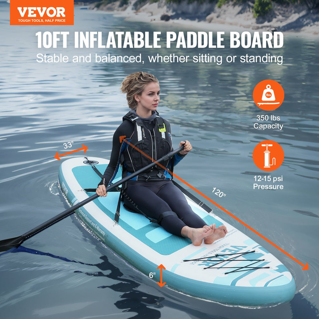 Inflatable Stand Up Paddle Board, 152 mm SUP Paddleboard with Removable Kayak Seat, Board Accessories, Pump, Paddle, Fin, Backpack, Ankle Leash, and Repair Kit, for Youth & Adults