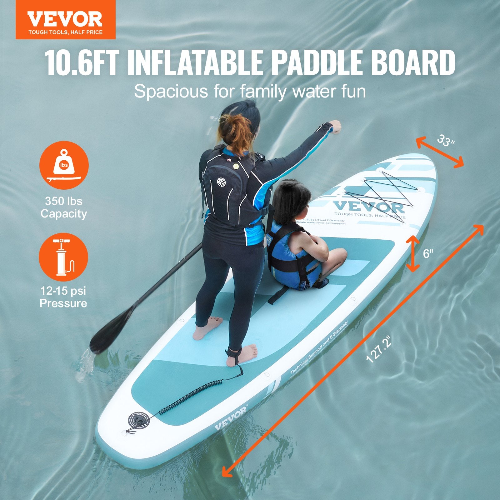 Inflatable Stand Up Paddle Board, 3230 x 838 x 152 mm SUP Paddleboard, with Board Accessories, Pump, Paddle, Fin, Phone Bag, Backpack, Ankle Leash, Repair Kit, Non-slip Deck for Youth & Adults