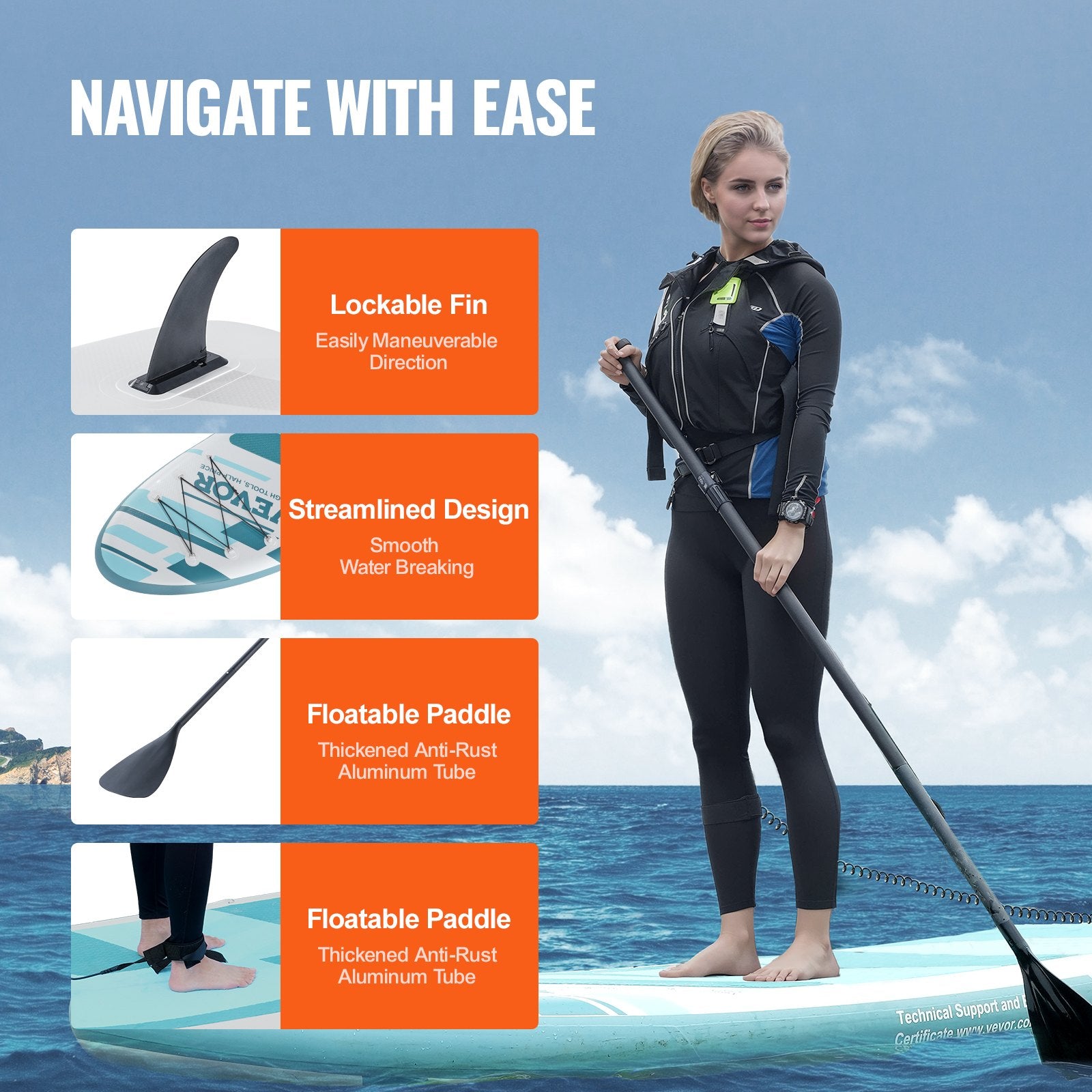Inflatable Stand Up Paddle Board, 3230 x 838 x 152 mm SUP Paddleboard, with Board Accessories, Pump, Paddle, Fin, Phone Bag, Backpack, Ankle Leash, Repair Kit, Non-slip Deck for Youth & Adults