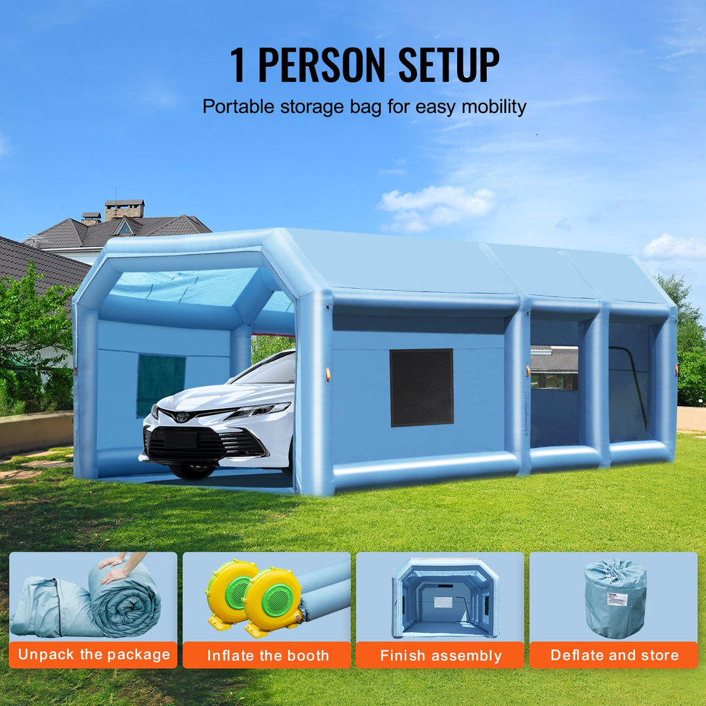 Inflatable Paint Booth 26.2x14.8x9.8ft Inflatable Spray Booth 950W+750W