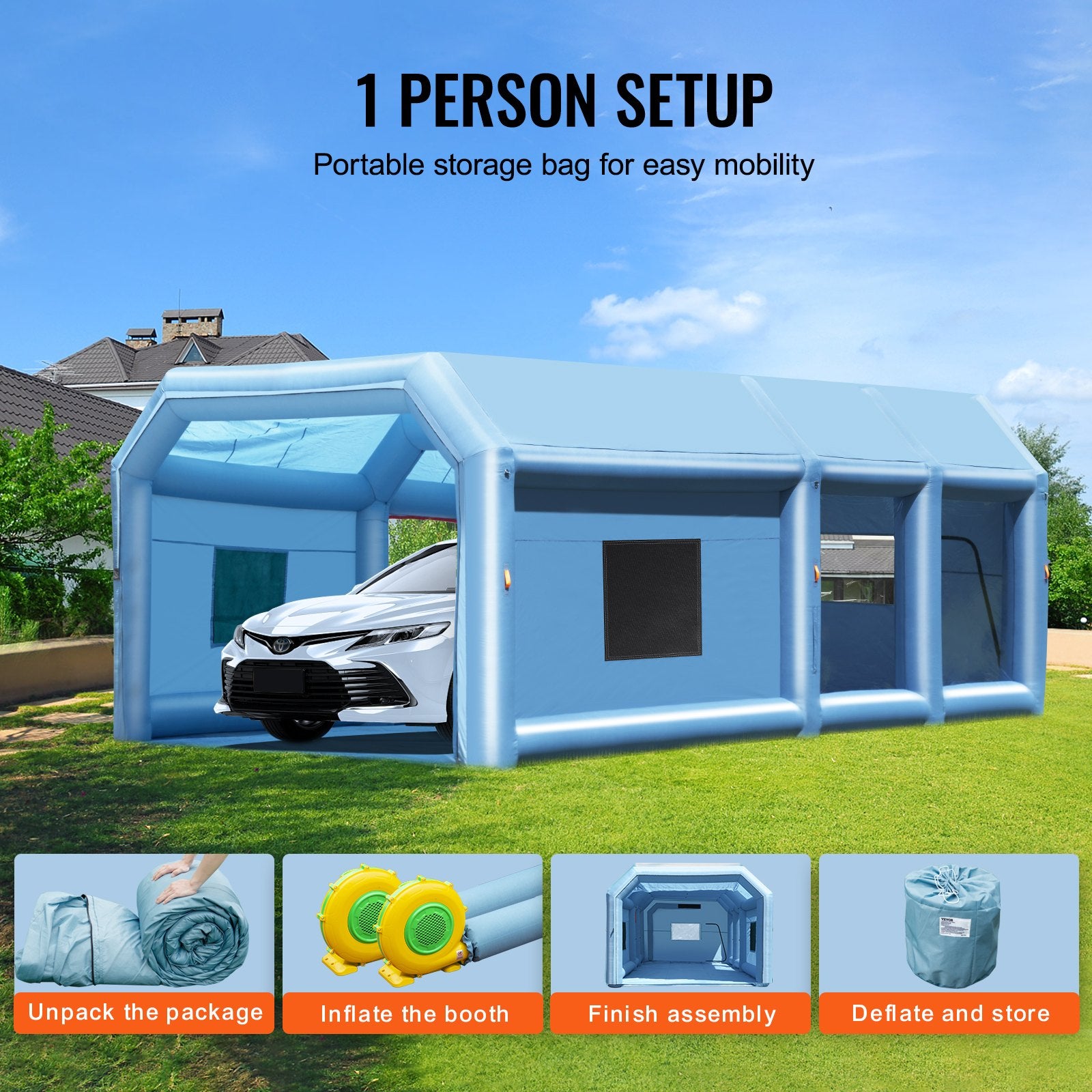 Inflatable Paint Booth 26.2x14.8x9.8ft Inflatable Spray Booth 950W+750W
