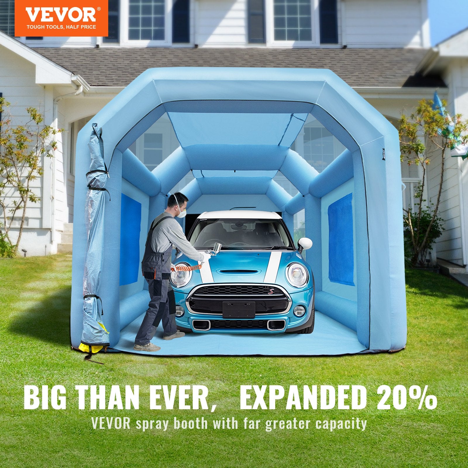 Inflatable Spray Booth Car Paint Tent 20x10x8ft Filter System 2 Blowers