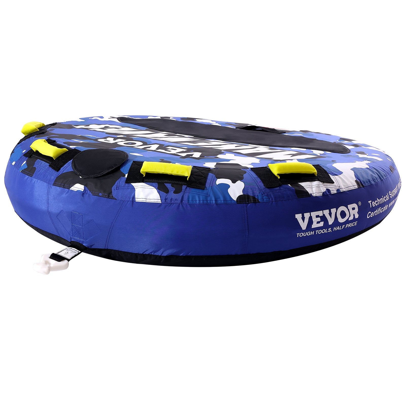 Towable Tube for Boating, 1-2 Riders Inflatable Boat Tubes and Towables, 340 lbs, 51.8" Round Water Sport Towable Tube for Boat to Pull, Full Nylon Cover, EVA Grab Handles and Speed Safety Valve