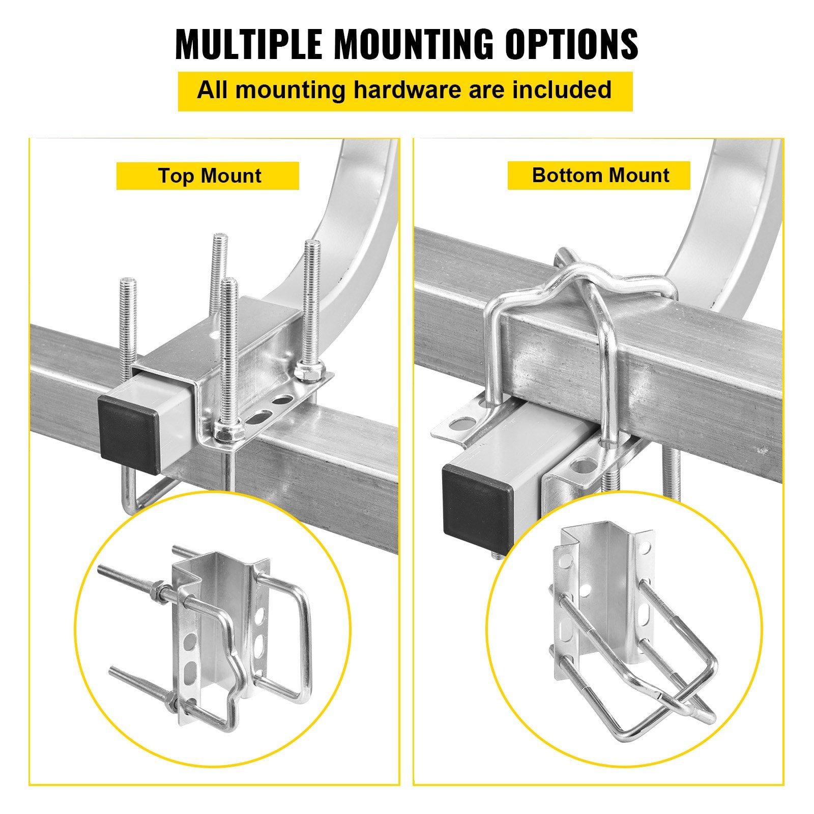 Boat Trailer Guide on, 24\", One Pair Trailer Pontoon Bunk Board Guide-ons, Steel Trailer Guides, Complete Mounting Accessories Included, for Ski Boat, Fishing Boat or Sailboat Trailer