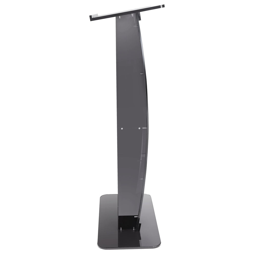 Acrylic Podium, 47" Tall, Acrylic Podium Stand with Wide Reading Surface & Storage Shelf, Floor-standing Clear Pulpits Acrylic for Church Office School, Black