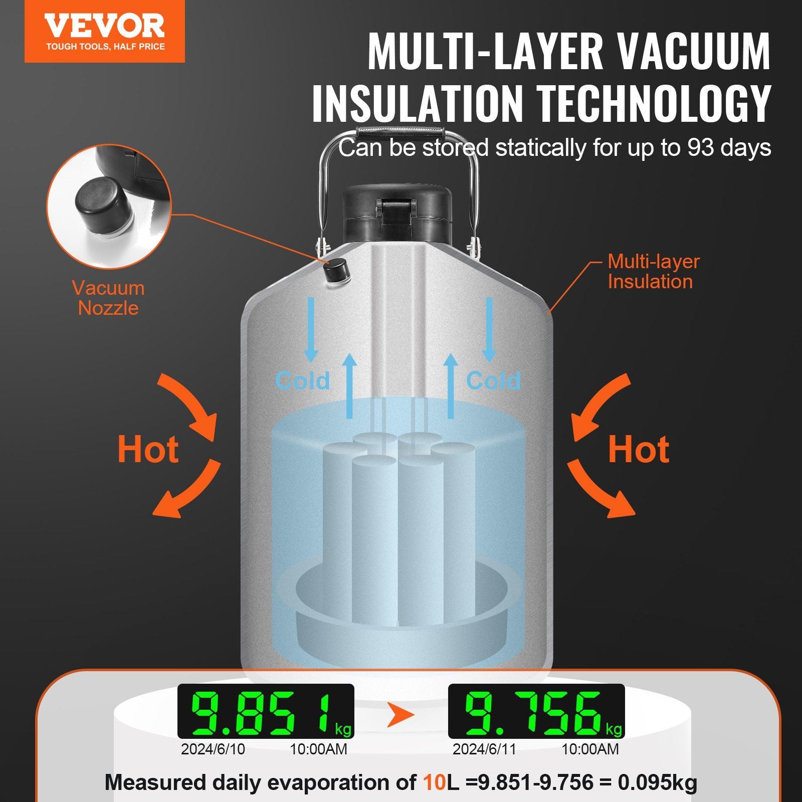 10L Liquid Nitrogen Storage Dewar
