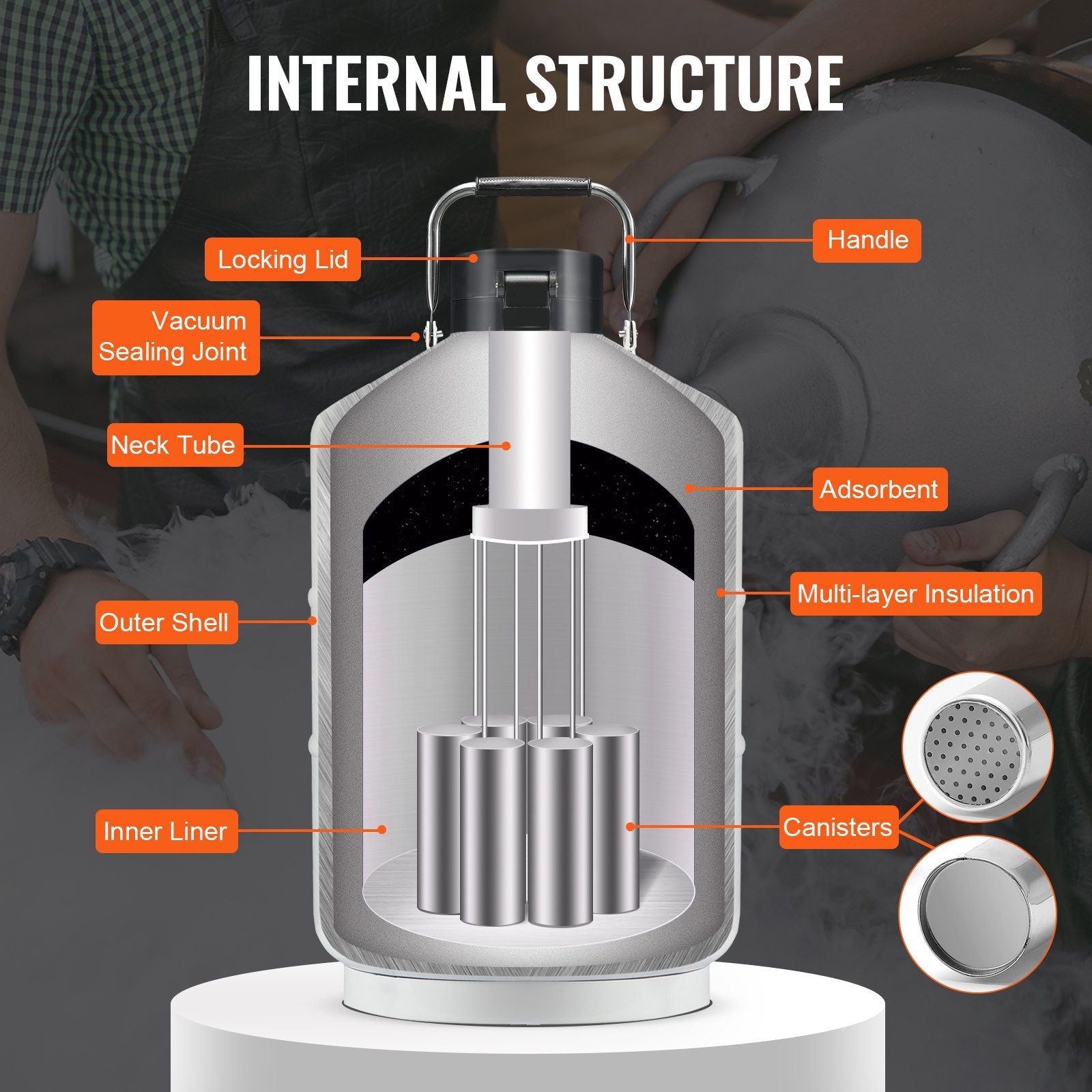 10L Liquid Nitrogen Storage Dewar