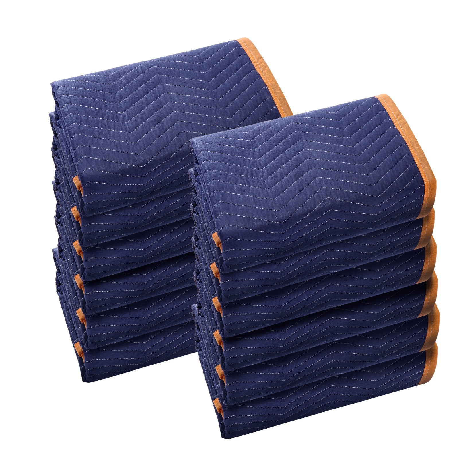 Moving Blankets, 2032 x 1829 mm, 15.6 kg/dz, 12 Packs, Professional Non-Woven & Recycled Cotton Packing Blanket, Heavy Duty Mover Pads for Protecting Furniture, Floors, Appliances, Blue/Orange