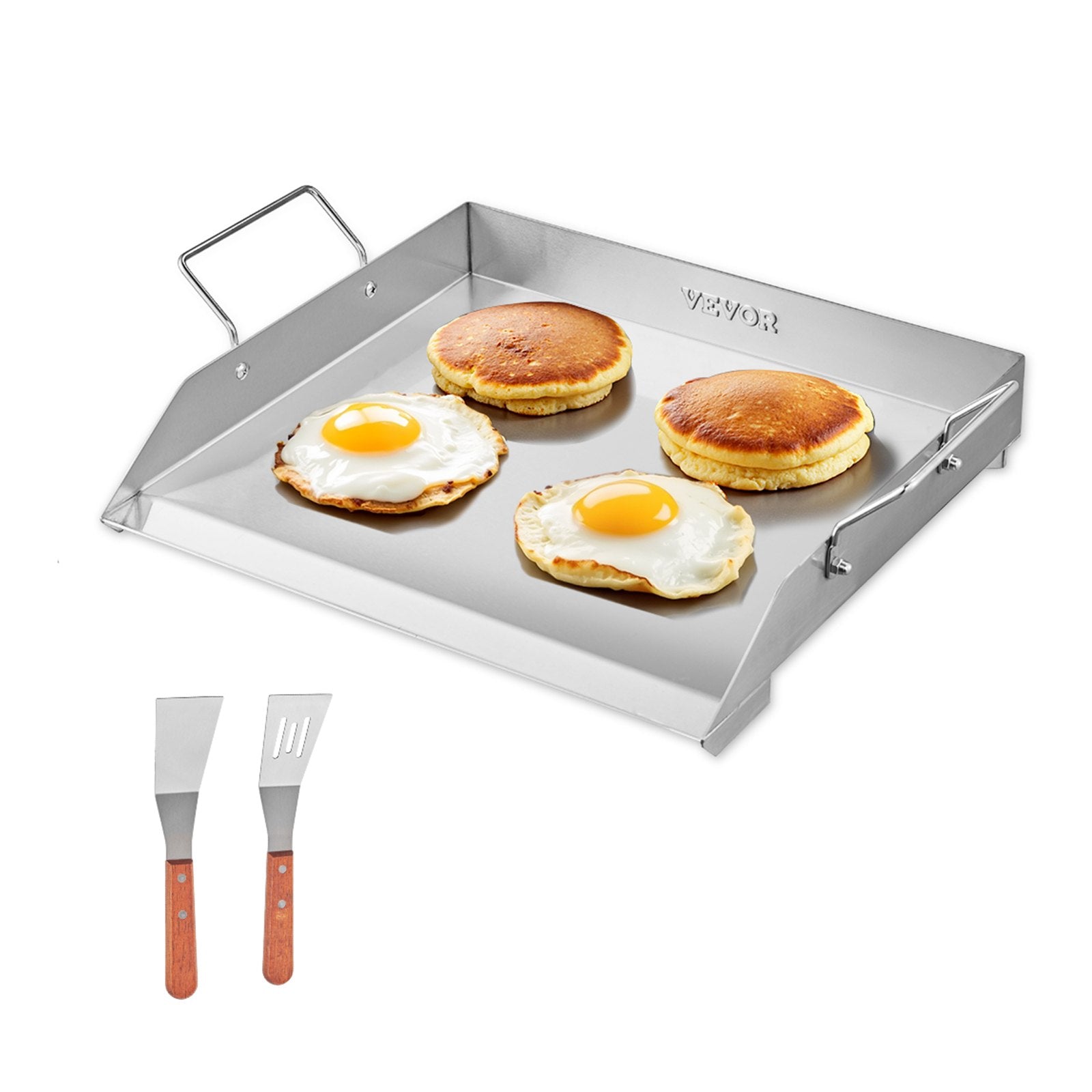 Stainless Steel Griddle, 18x16 inch Universal Flat Top Rectangular Plate, Gas Grill Griddle for BBQ Grill, Teppanyaki, Portable Family Cookware with Handle, for Camping Tailgating Party