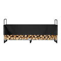 Firewood Rack with Waterproof Cover, 257 x 36 x 117 cm Outdoor Firewood Holder, 660lb Weight Capacity, 1/2 Cord Log Holder, Half-Covered, Powder-coated Wood Storage Rack for Fireplace Deck