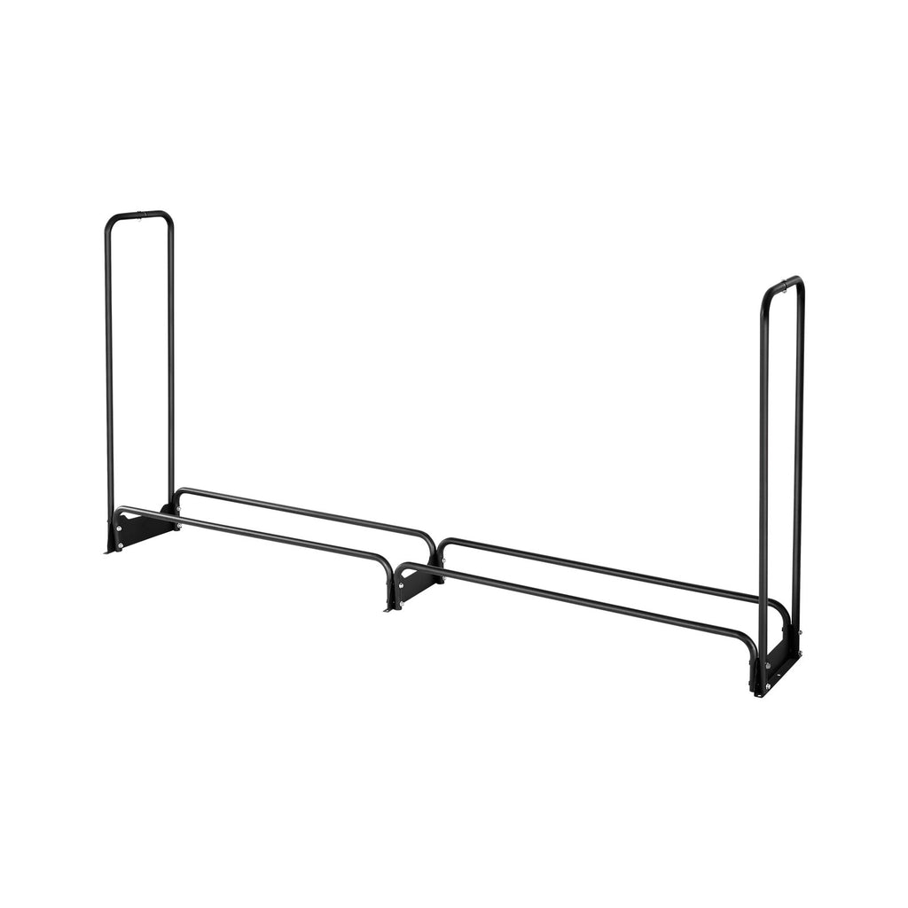 Firewood Rack with Waterproof Cover, 257 x 36 x 117 cm Outdoor Firewood Holder, 660lb Weight Capacity, 1/2 Cord Log Holder, Half-Covered, Powder-coated Wood Storage Rack for Fireplace Deck
