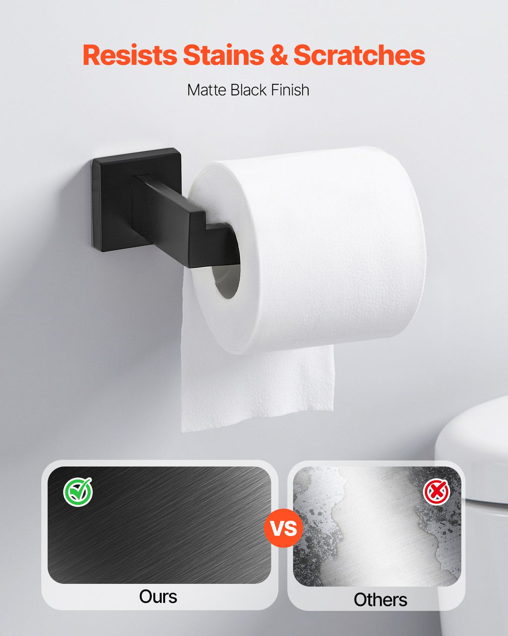 Matte Black Bathroom Hardware Set, 5 Pieces Stainless Steel Bathroom Accessories Set, 24-inch Towel Bar, Towel Rack, 2 Robe Towel Hooks, Toilet Paper Holder, for Bath Room, Wall Mounted