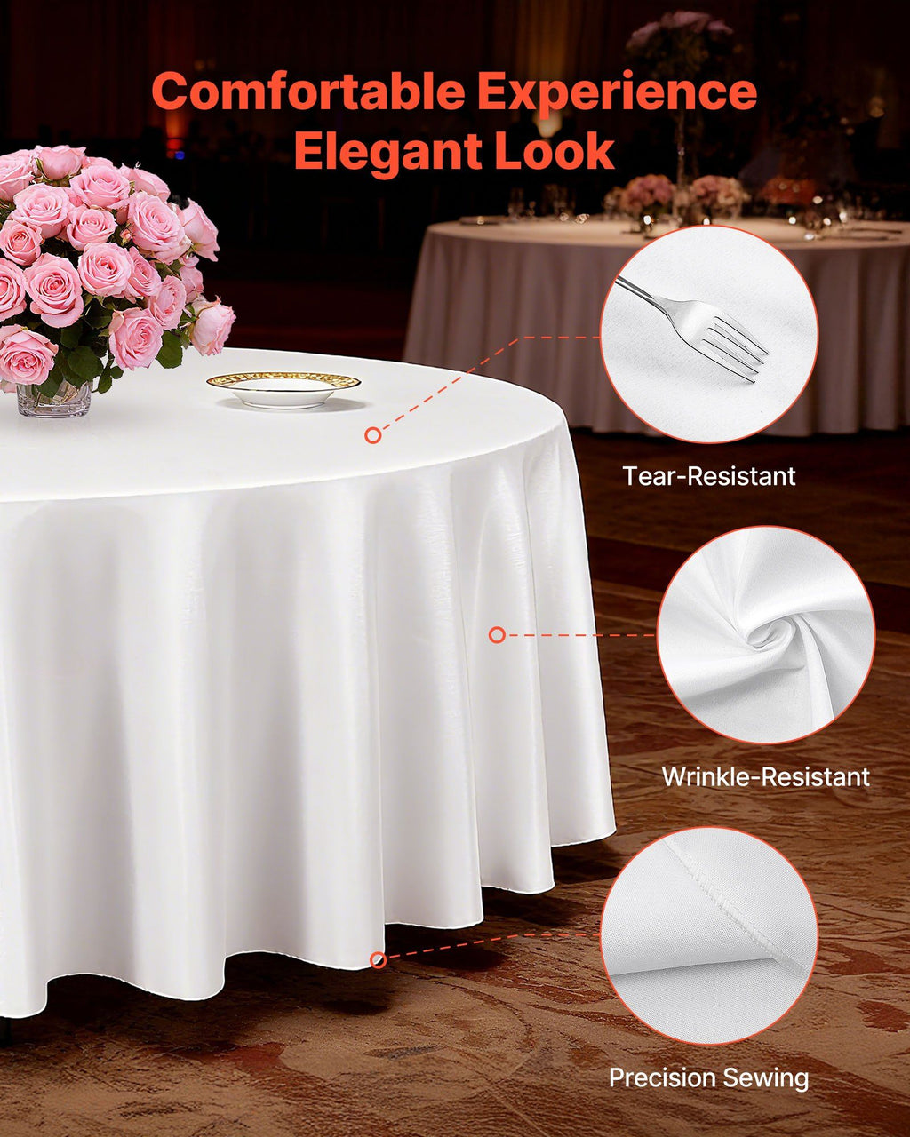 2-Pack White Round Tablecloths – 305cm