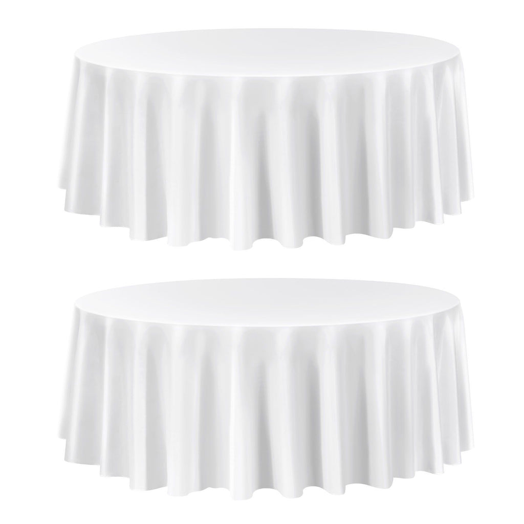 2-Pack White Round Tablecloths – 305cm