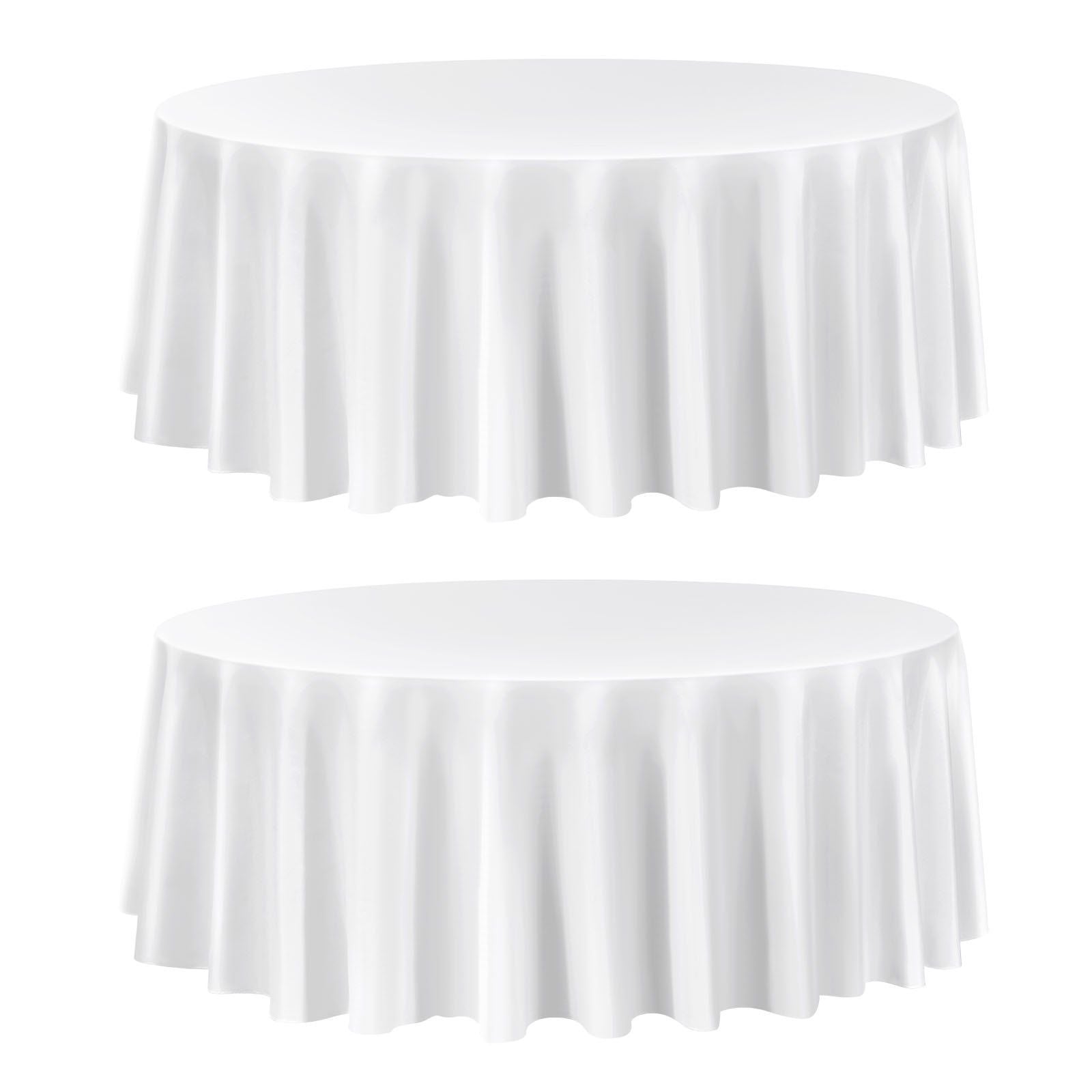 2-Pack White Round Tablecloths – 305cm