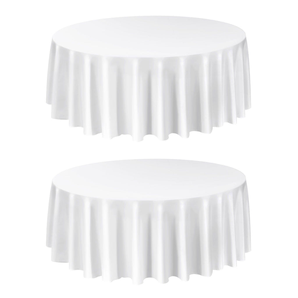 2-Pack White Round Tablecloths – 305cm