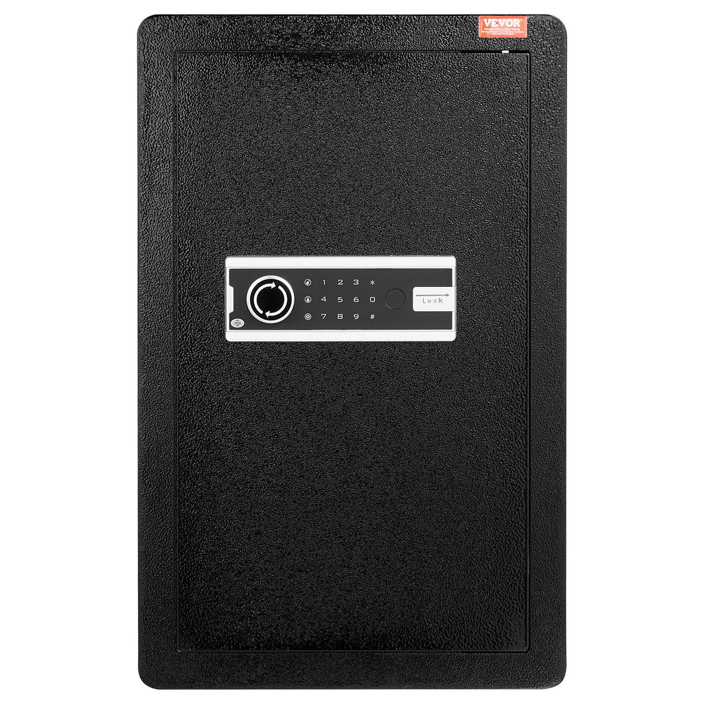 Single Door 3.5 cu.ft Safe Box with Key Lock & Password, Safe Lock Box with Fireproof Bag, Key Rack, LED Light, and 2 Shelves for Money, Documents, Jewelry, and Valuables, Black
