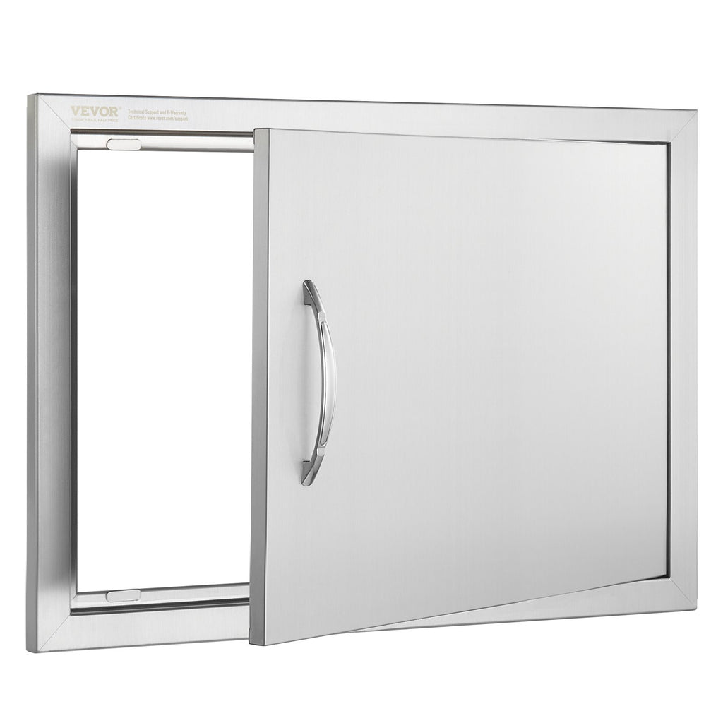 BBQ Access Door, 610x432 mm Single Outdoor Kitchen Door, Stainless Steel Flush Mount Door, Wall Vertical Door with Handle, for BBQ Island, Grilling Station, Outside Cabinet