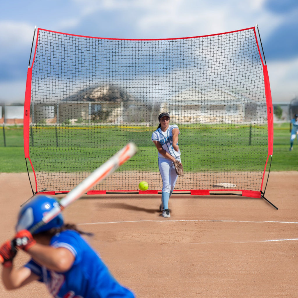 Barricade Backstop Net, 12x9 ft Ball Sports Barrier Netting, Portable Practice Equipment with Carry Bag, Protection Screen for Baseball Softball Lacrosse Soccer Hockey Training, for Backyard