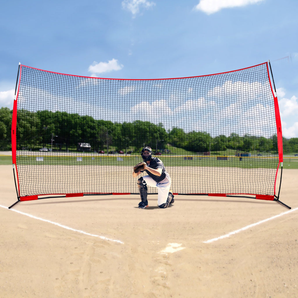 Barricade Backstop Net, 16x10 ft Ball Sports Barrier Netting, Portable Practice Equipment with Carry Bag, Protection Screen for Baseball Softball Lacrosse Soccer Hockey Training, for Backyard