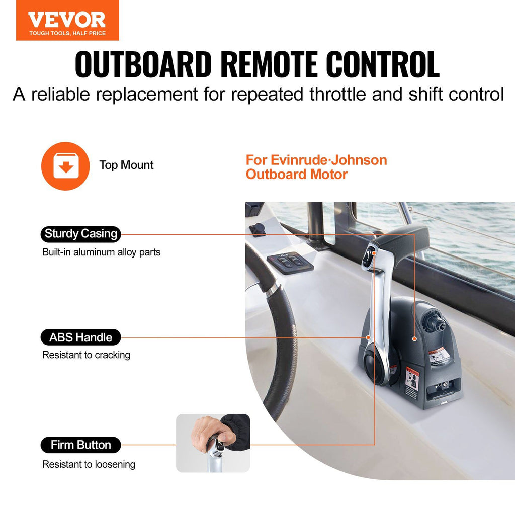 Boat Throttle Control, 5006186 Top-Mounted Outboard Remote Control Box for Evinrude Johnson, Marine Throttle Control Box with Power Trim Switch and Lanyard