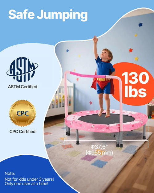 36" Kids Trampoline, 3FT Indoor Outdoor Trampoline, Foldable Mini Trampoline with Handle, Rebounder Trampoline for Toddlers, Birthday Gift for 3+ Years Children, Boys Girls for Fun, Red