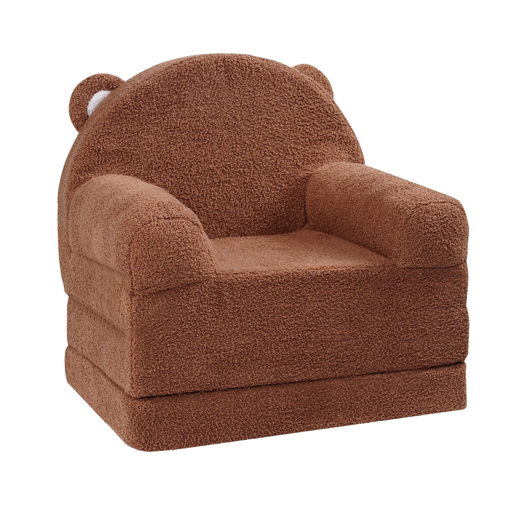 Baby Chair Foldable 2-in-1 Baby Lounger Couch Cartoon Kids Sofa Brown