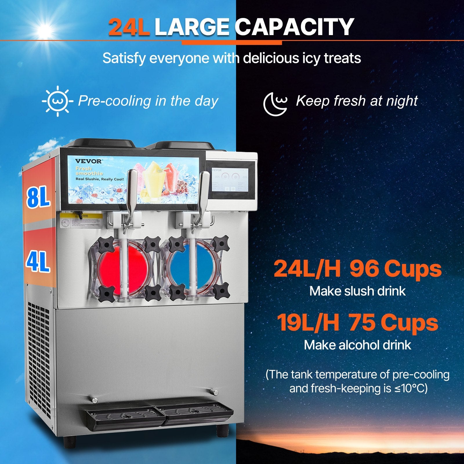 24L Commercial Slushy Machine – Dual Tank