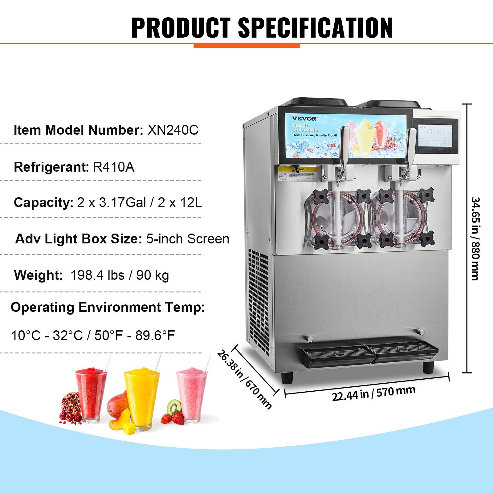 24L Commercial Slushy Machine – Dual Tank
