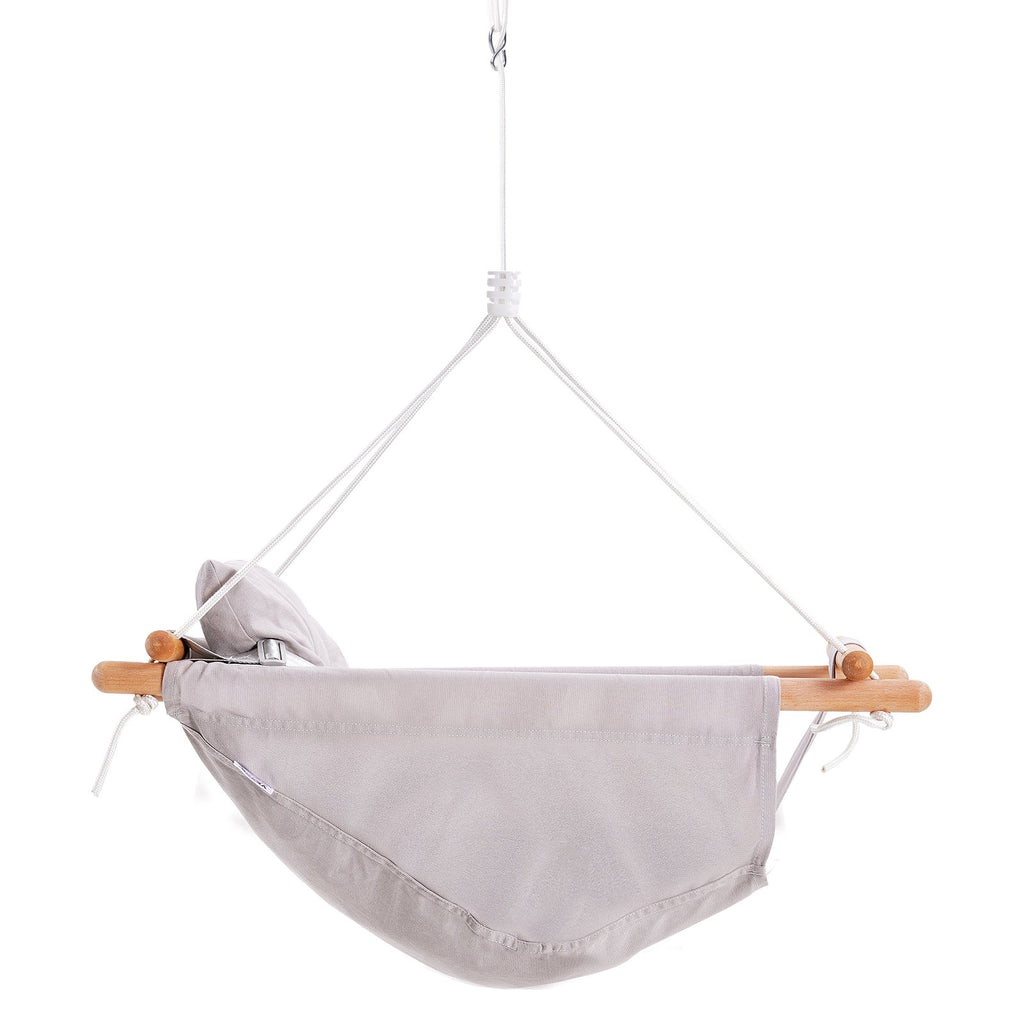 Canvas Hammock Swing, 3 Modes Baby Swing Indoor and Outdoor with 5-Point Harness, and Tree Straps, 150lbs Weight Capacity, Integrated Cushion, Wooden Hanging Swing Seat for Baby to Toddler