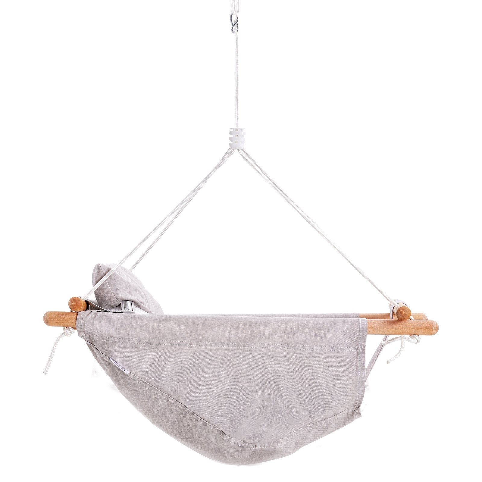 Canvas Hammock Swing, 3 Modes Baby Swing Indoor and Outdoor with 5-Point Harness, and Tree Straps, 150lbs Weight Capacity, Integrated Cushion, Wooden Hanging Swing Seat for Baby to Toddler