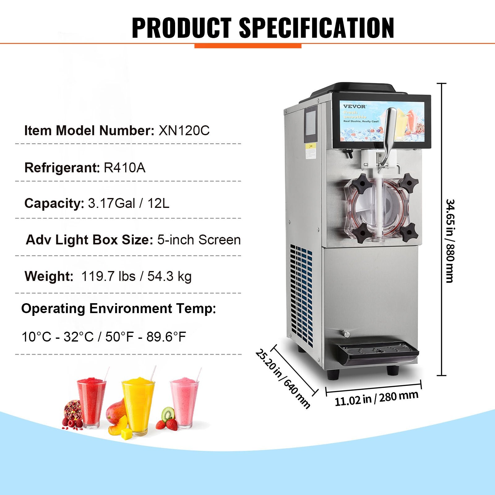 12L Commercial Slushy Machine – Single Tank