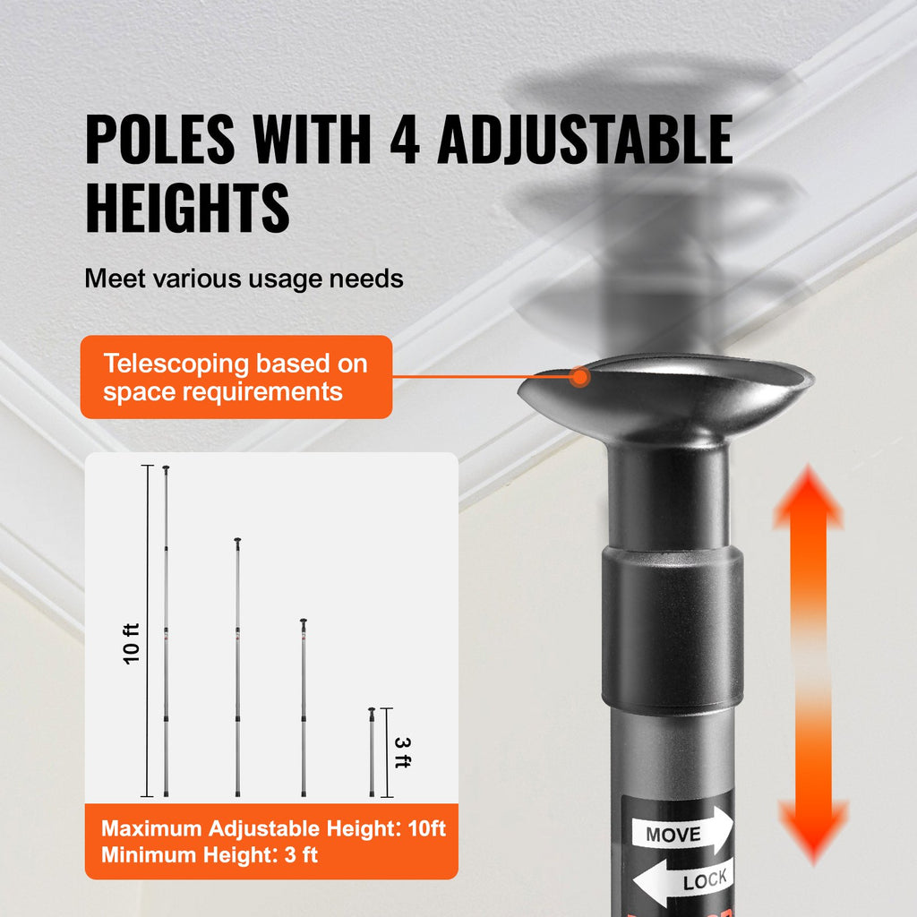 Dust Barrier Poles, 10 Ft Barrier Poles, Dust Barrier System with 4 Telescoping Poles, Magnetic Zipper, Carry Bag and 32.8x13.12 Ft Plastic Film, for Interior Decoration, Painting