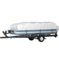 Pontoon Boat Cover, Fit for 25\'-28\' Boat, Heavy Duty 600D Marine Grade Oxford Fabric, UV Resistant Waterproof Trailerable Boat Cover with 2 Support Poles and 7 Wind-Proof Straps, Gray