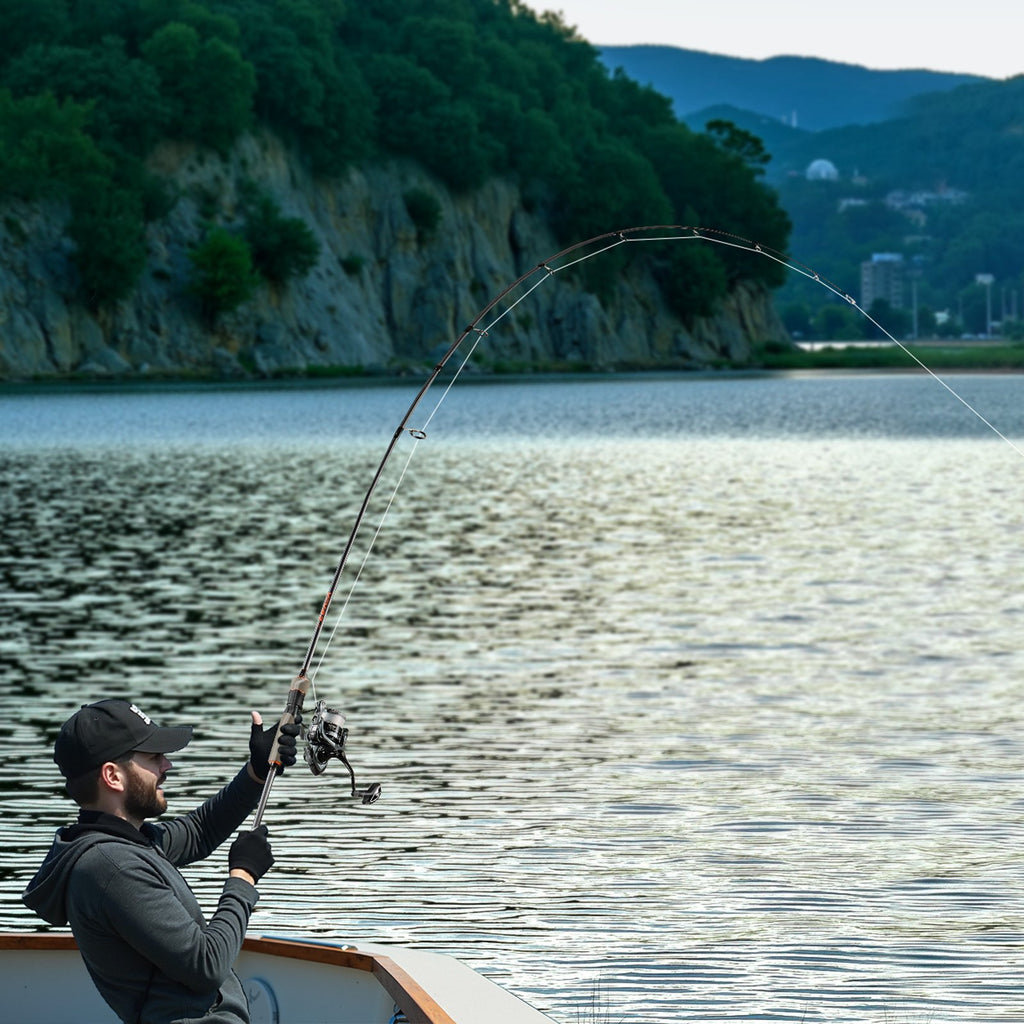 Rod and Fishing Reel Combo, IM6 Fiberglass & Carbon Fiber Spinning Rod and Reel Combo, Bass Fishing Pole with 2m Two-Piece Rods, 6+1 Ball Bearings, Stainless Steel Guides with Ceramic Rings
