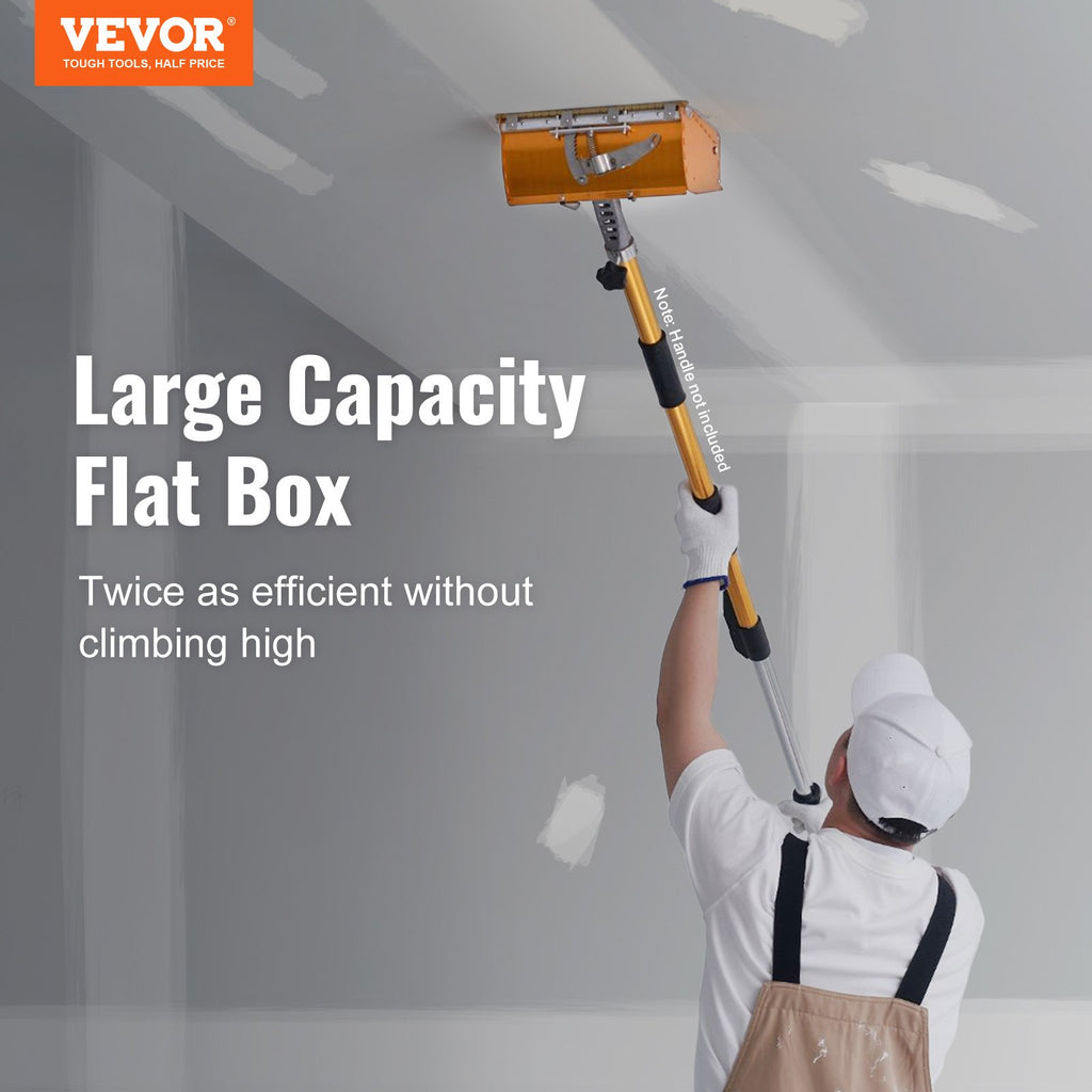 Drywall Flat Box, 10-Inch Wide Quick Clean, Aluminum Finishing Mud Box for Plasterboard, Wallboard, Sheetrock, Bonus Mudguard, Extra 2 Stainless Steel Blades (10/12-Inch)