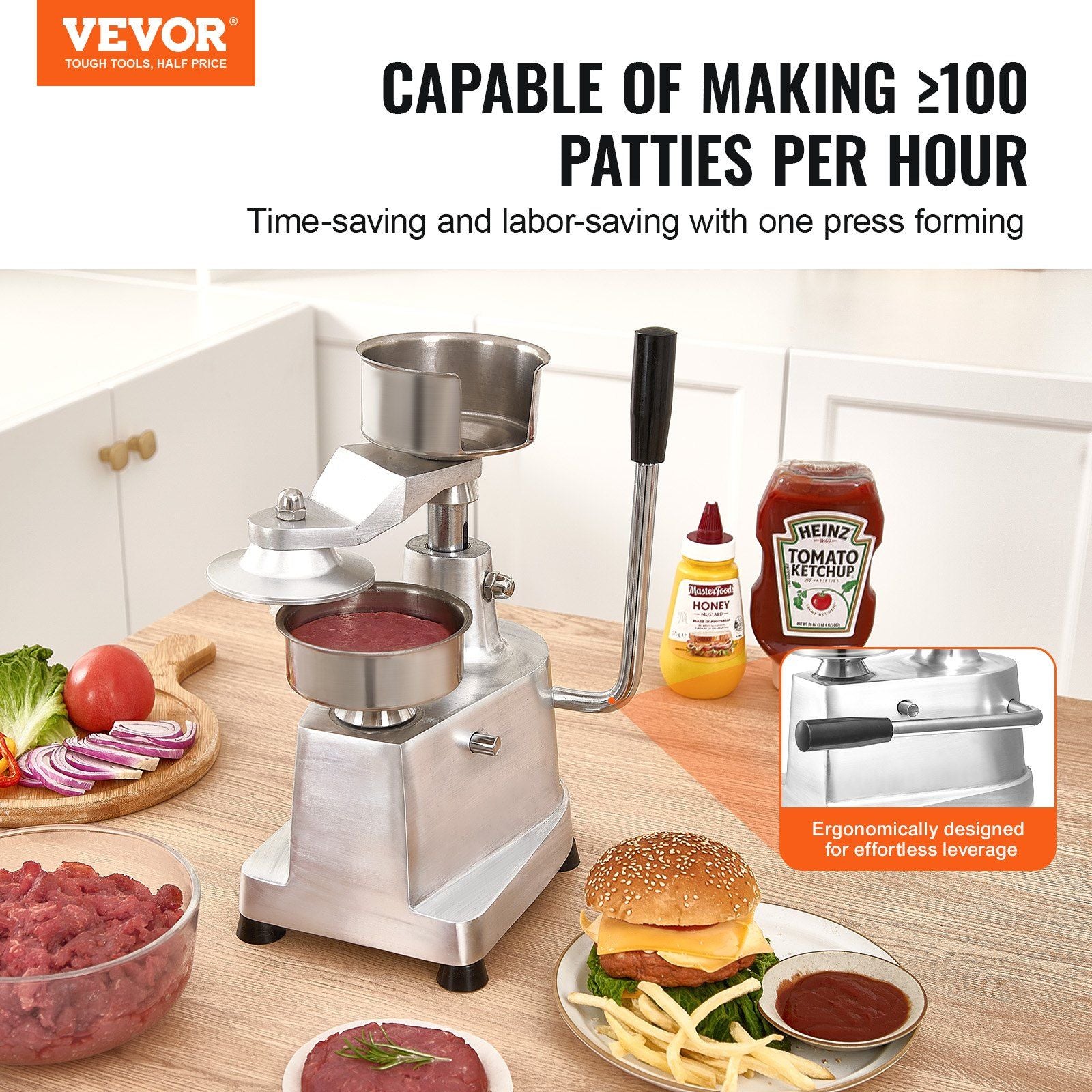 100mm Commercial Burger Patty Press