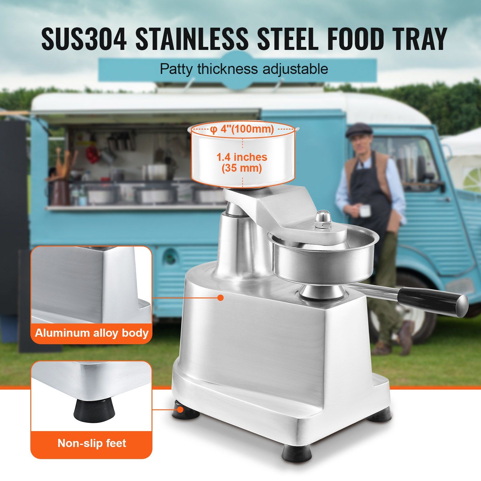 100mm Commercial Burger Patty Press