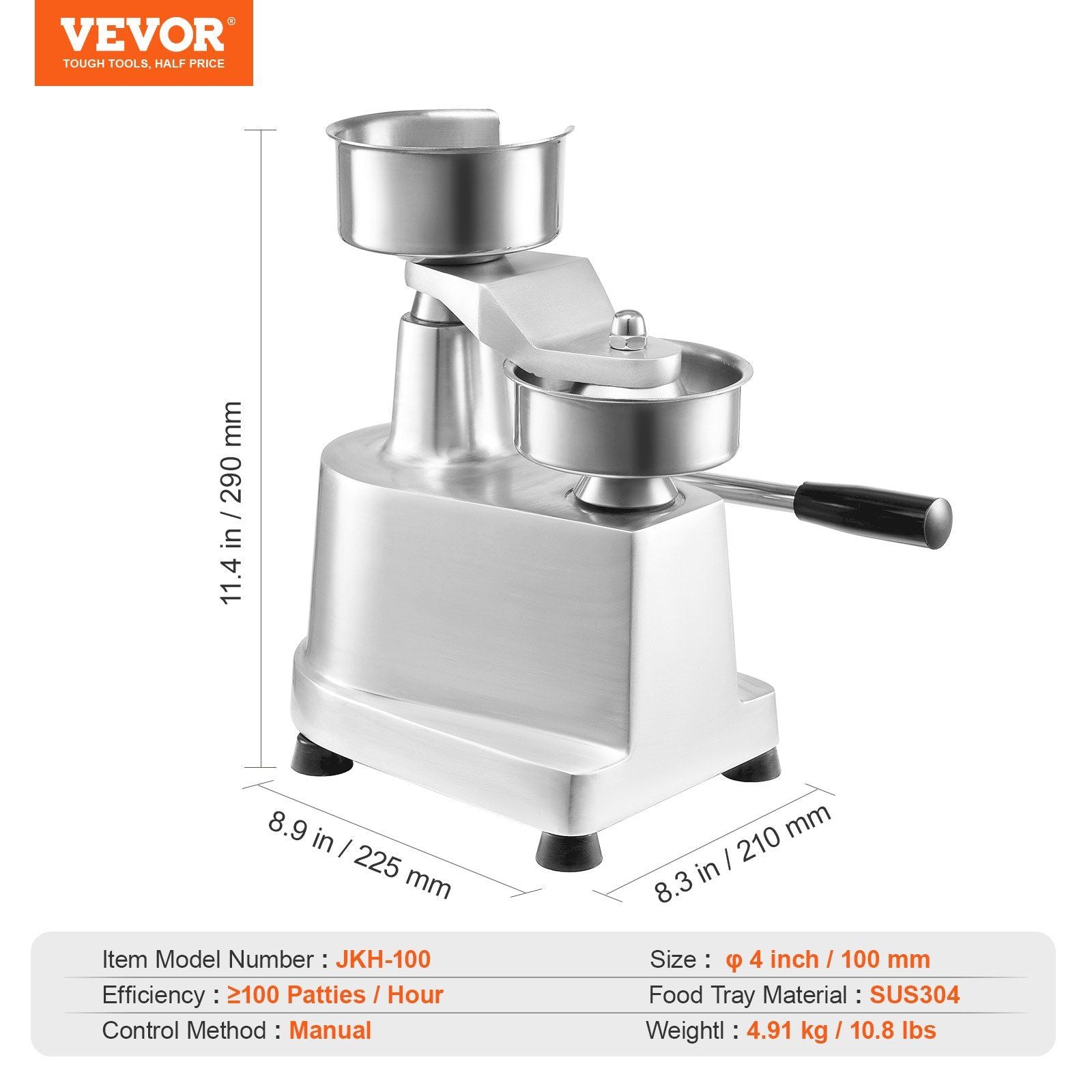 100mm Commercial Burger Patty Press